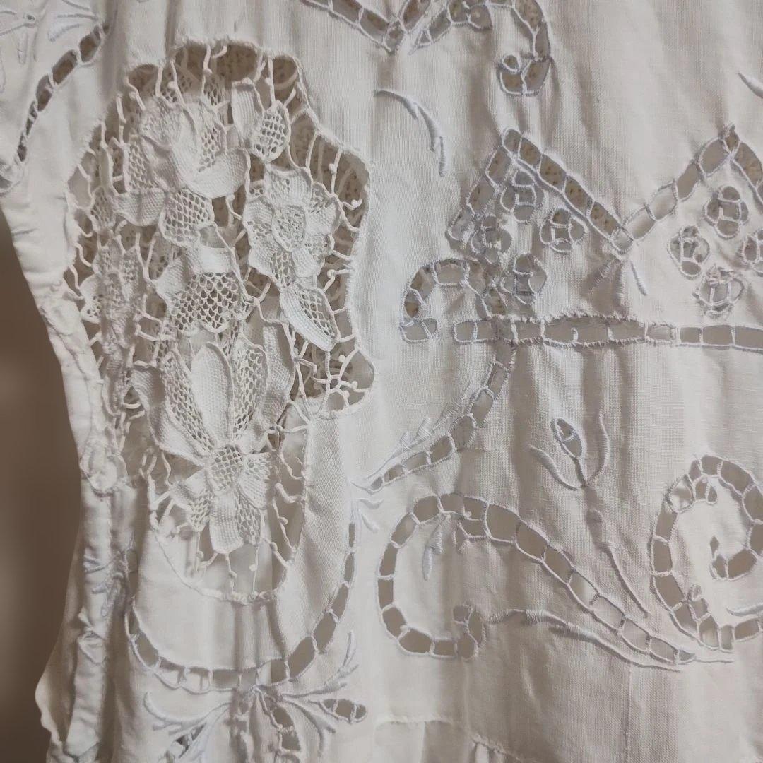 ✽3連休に向けての大特価✽　フランスアンティーク　カットワークリネンのチュニック
