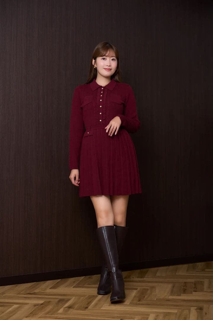 ワンピース Herlipto Margot Pleated Knit Mini Dress