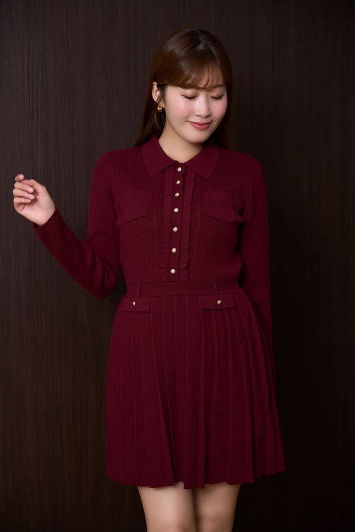 ワンピース Herlipto Margot Pleated Knit Mini Dress