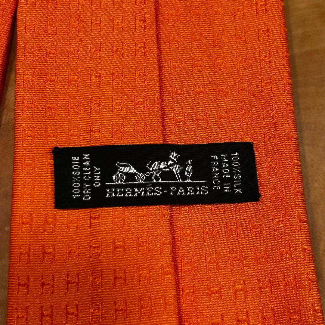 HERMES オレンジ シルク ネクタイ