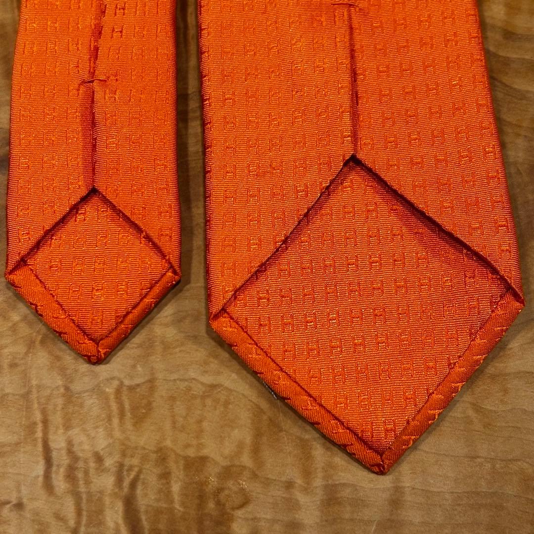 HERMES オレンジ シルク ネクタイ