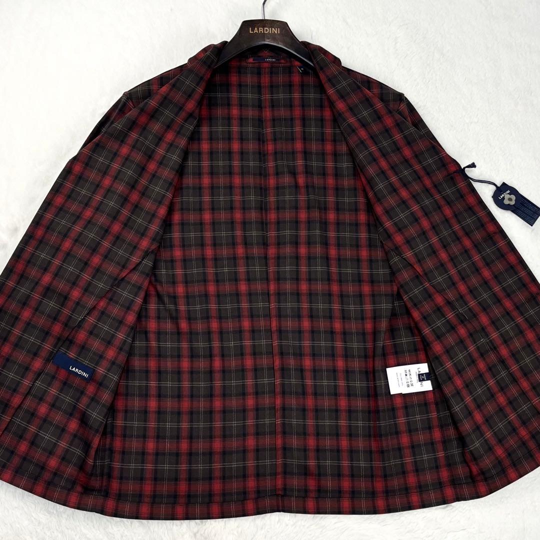 未使用品 LARDINI 三者混 タータンチェック アンコンジャケット M
