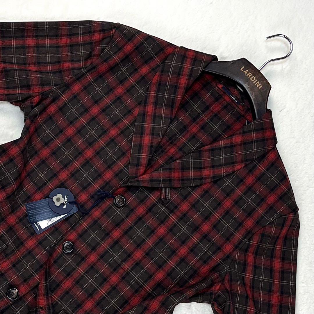 未使用品 LARDINI 三者混 タータンチェック アンコンジャケット M