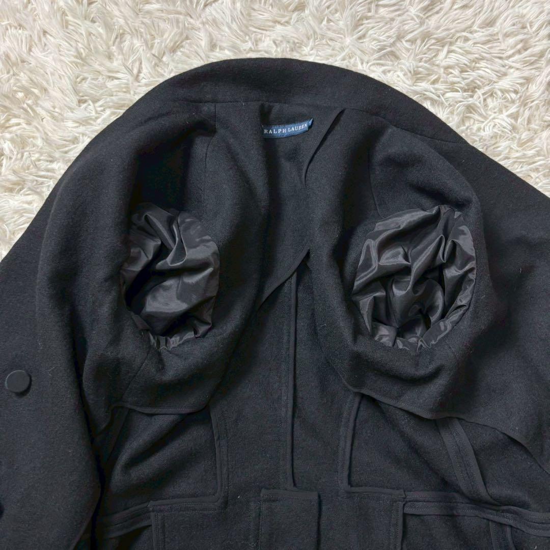 美品　高級　ラルフローレン　カシミヤ混紡　ダブルチェスターコート　ブラック
