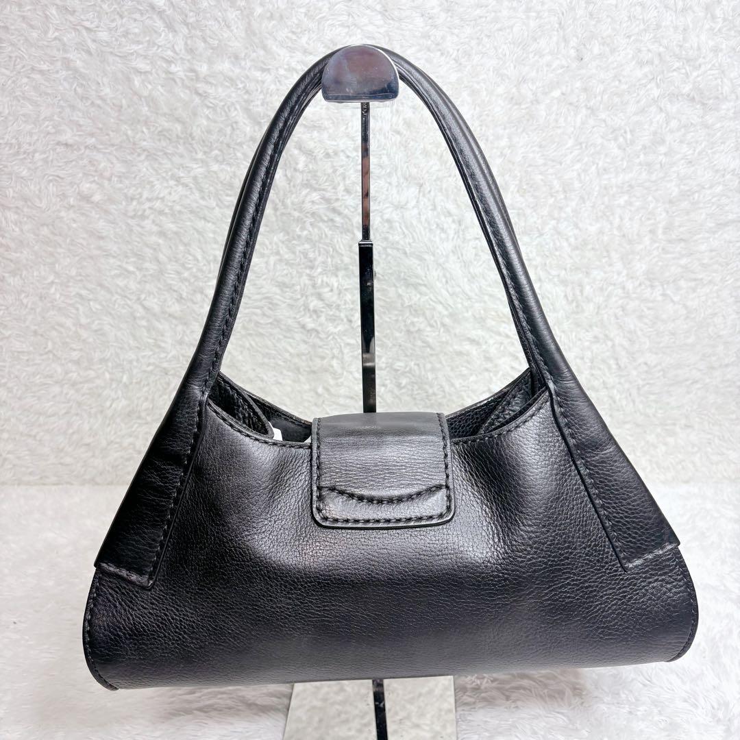 TOD’S レザー ハンドバッグ 黒 y2k トッズ　シボ革　レザー　ショルダー