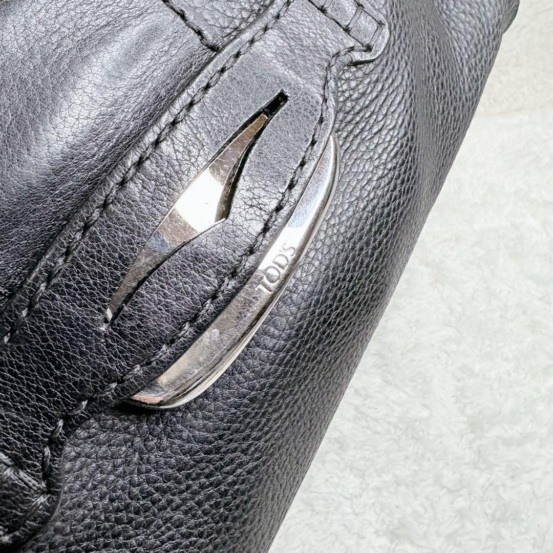 TOD’S レザー ハンドバッグ 黒 y2k トッズ　シボ革　レザー　ショルダー