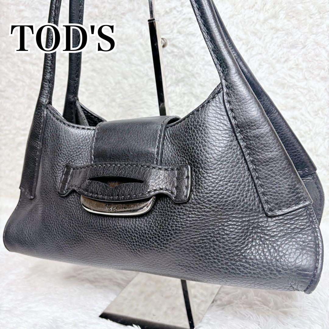 TOD’S レザー ハンドバッグ 黒 y2k トッズ　シボ革　レザー　ショルダー