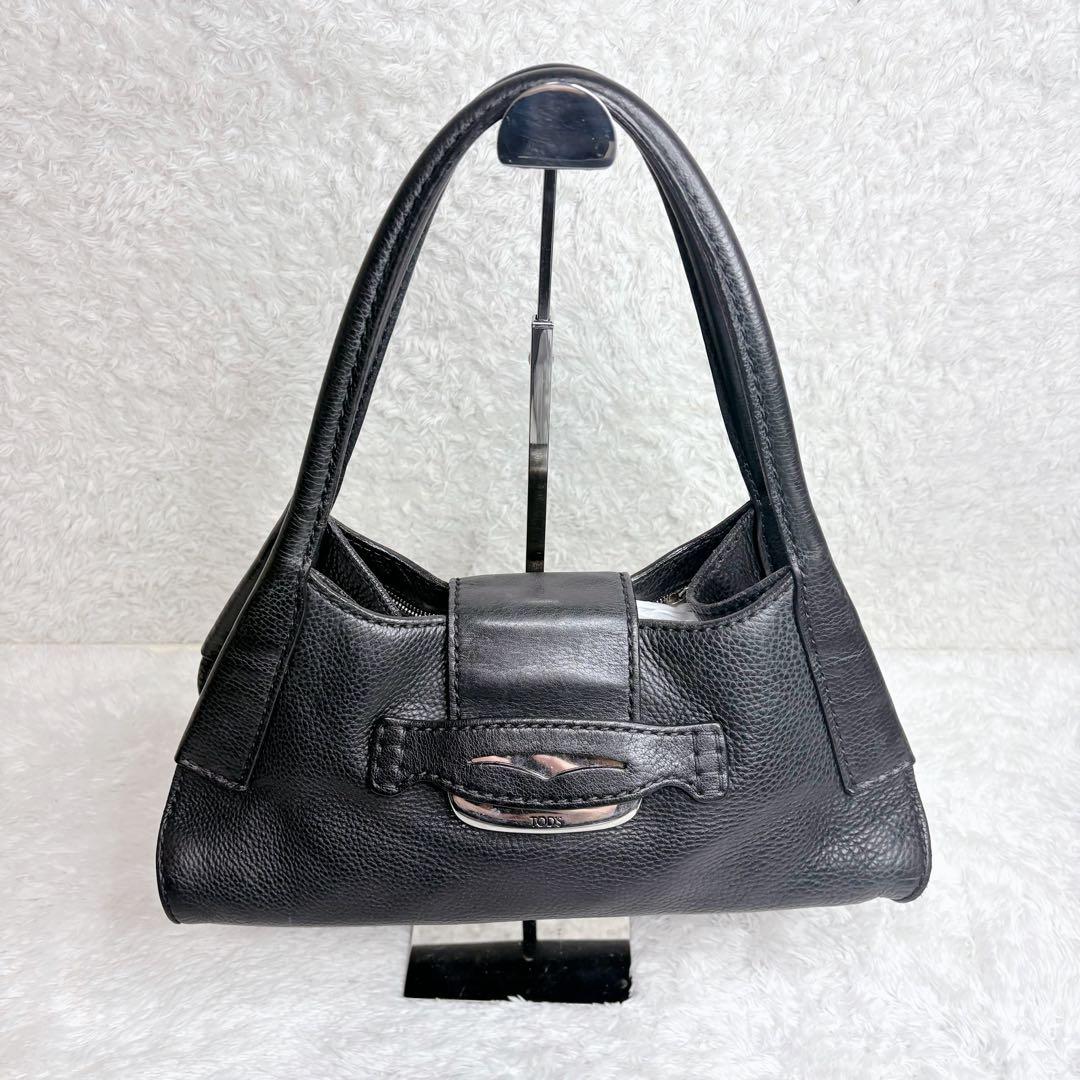 TOD’S レザー ハンドバッグ 黒 y2k トッズ　シボ革　レザー　ショルダー