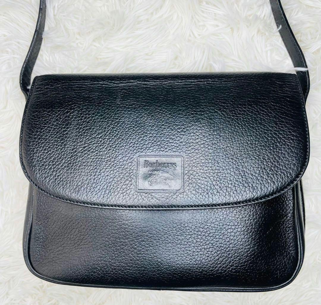 【良品】 Burberry ショルダーバッグ ノバチェック ブラック　レザー