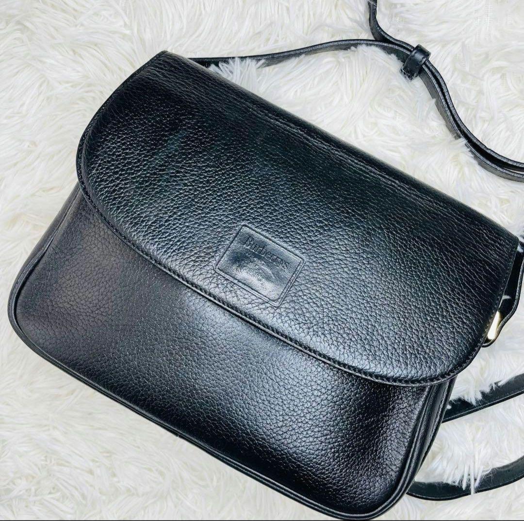 【良品】 Burberry ショルダーバッグ ノバチェック ブラック　レザー