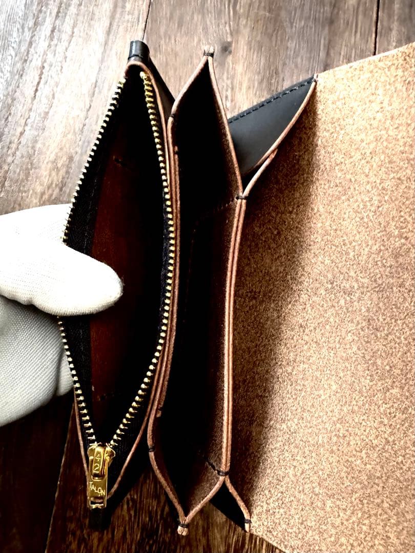 ☆(Horweenクロムエクセル)♯茶芯ブラック　トラッカーウォレット