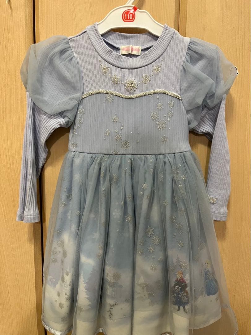 メゾピアノ【アナと雪の女王】エルサ/ドッキングワンピース 110cm ブルー