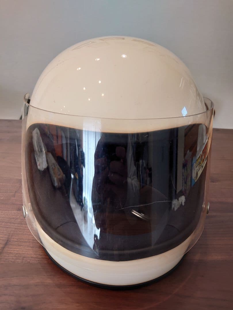 値下げ中　フルフェイスヘルメット アイボリー　族ヘル　旧車會　飯岡工業製
