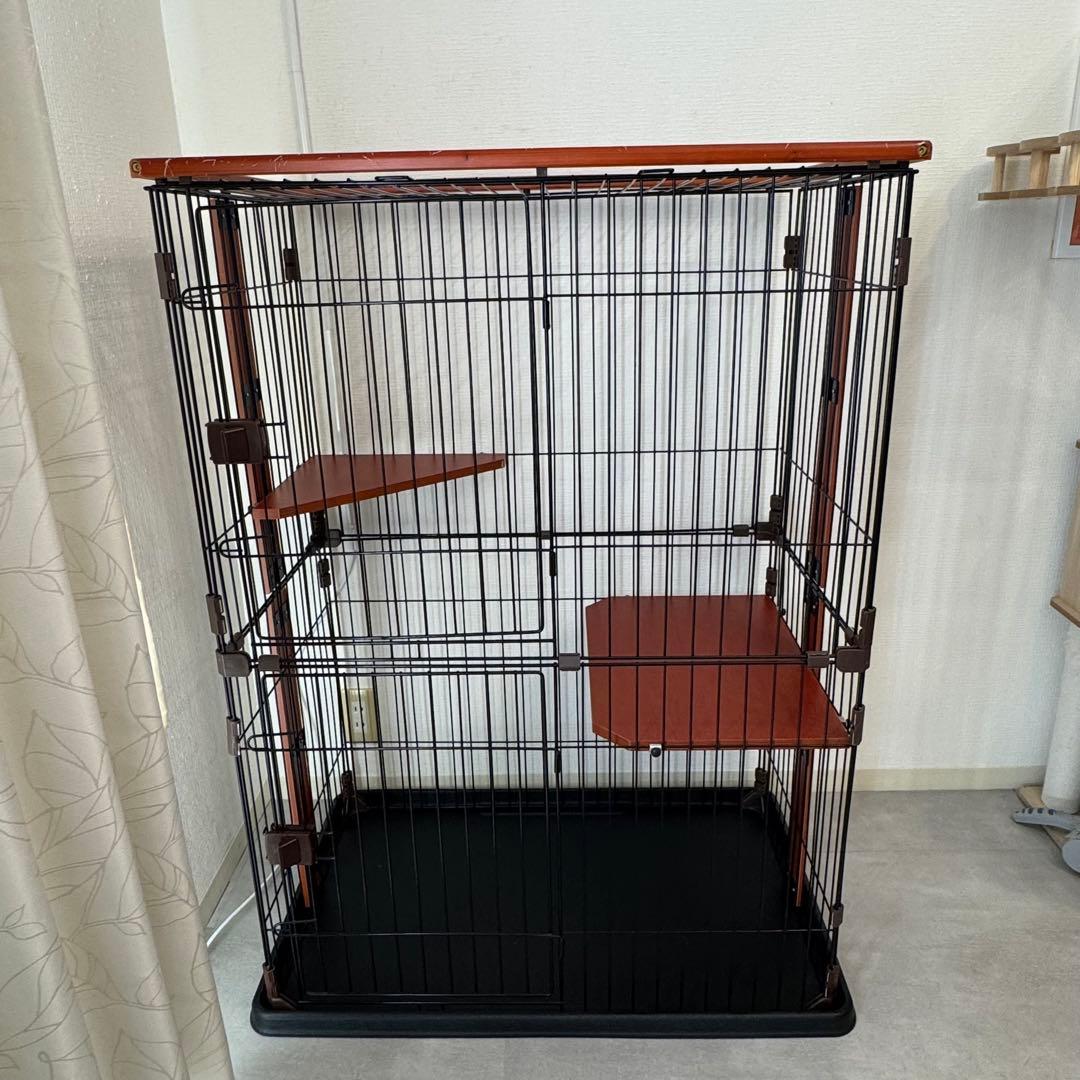 早いもの勝ち　キャットケージ　木製　3段　おしゃれ