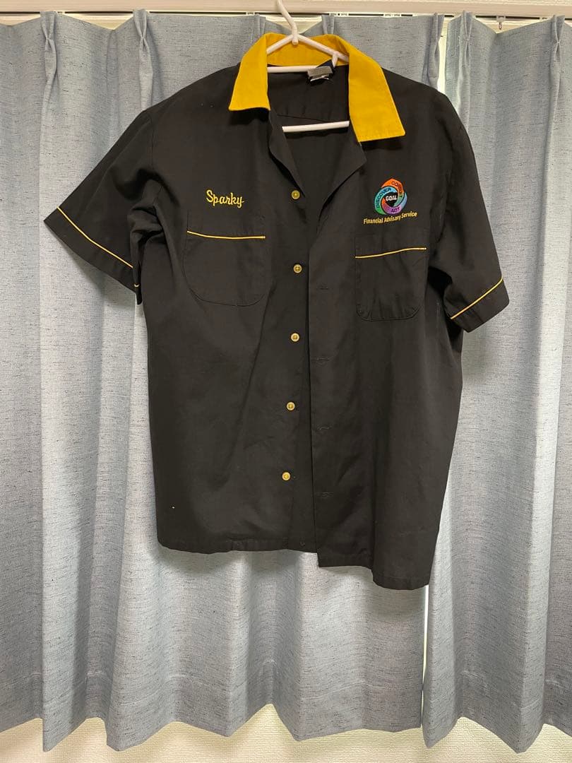 レア！80s USA製 HILTON ボウリングシャツ Lサイズ 黒/黄色