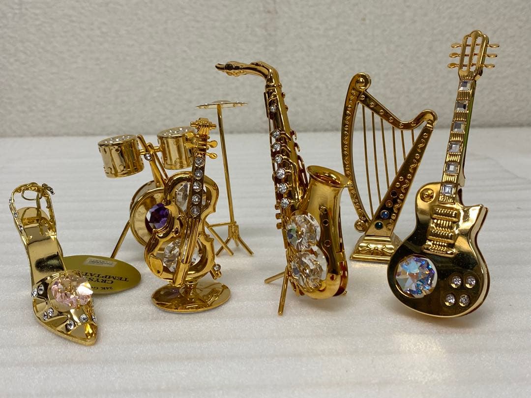 3-2673 スワロフスキー　ミニチュアハイヒール・楽器5点セット