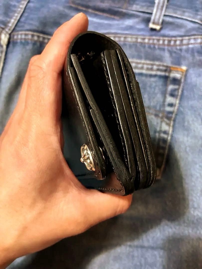 トラッカーウォレットショートサイズ　シルバー925クロスボールコンチョカスタム