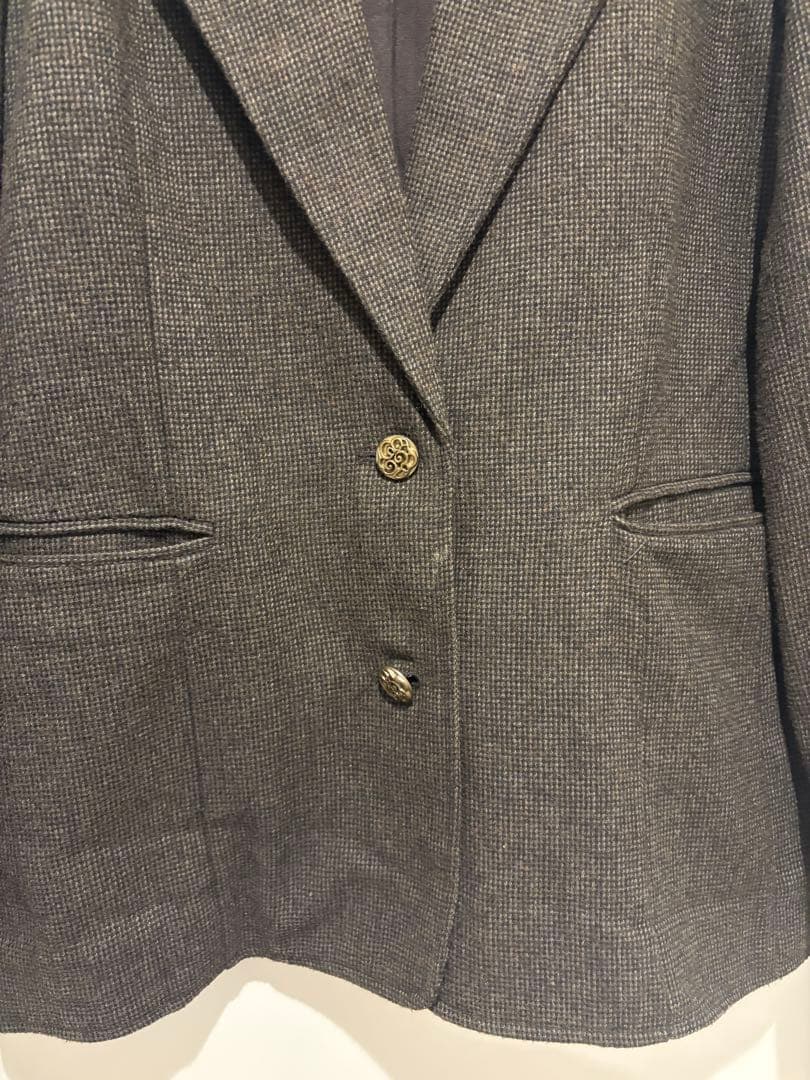 ウールミックス チェックジャケット TINA：JOJUN カーキ