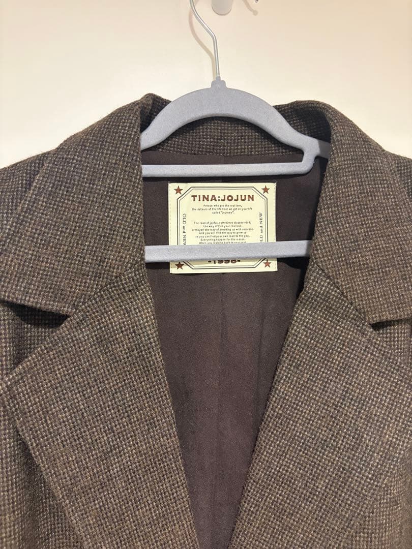 ウールミックス チェックジャケット TINA：JOJUN カーキ