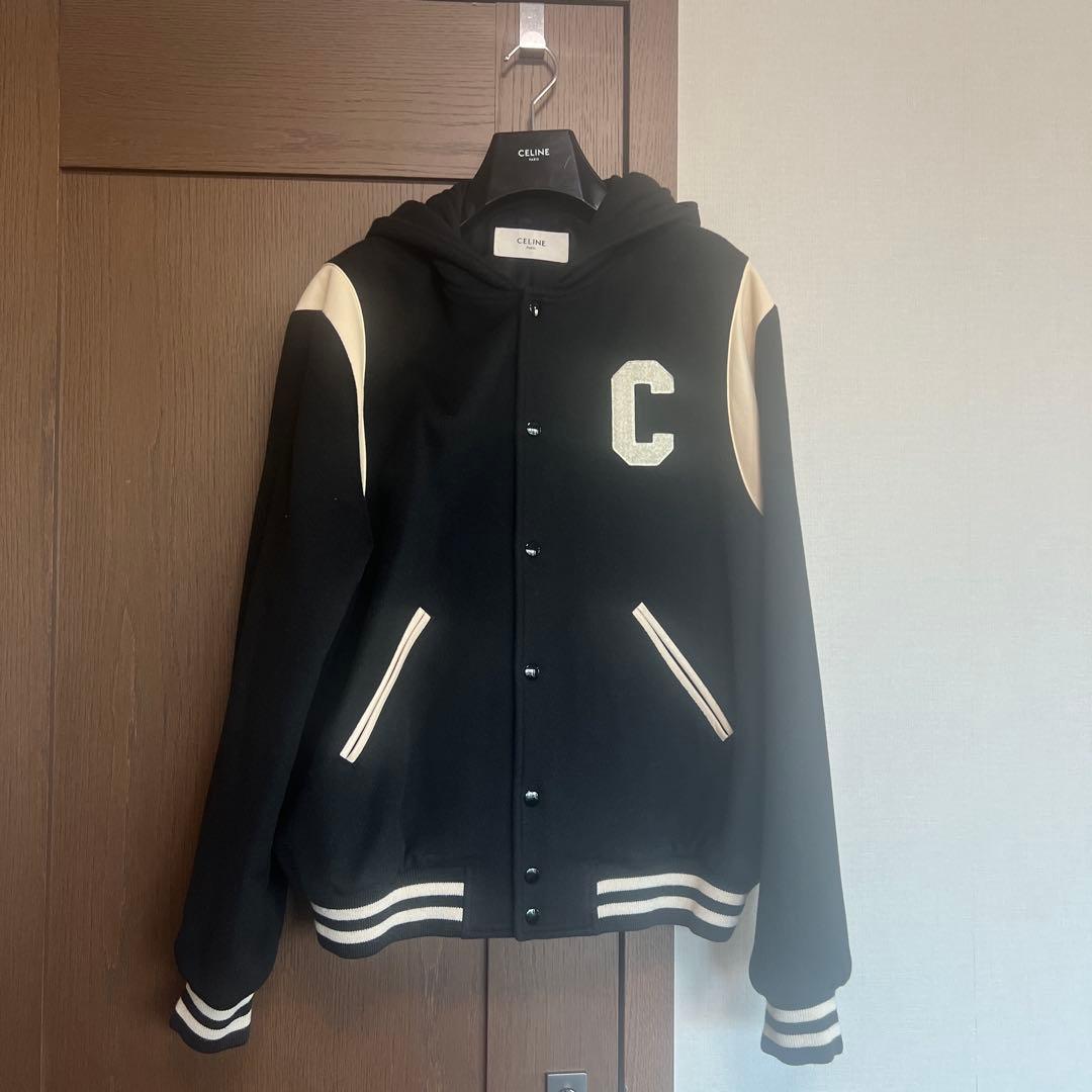 CELINE フード付きスタジャン ブラック/ベージュ美品
