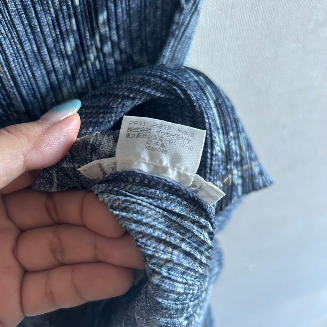 プリーツプリーズ　デニム　プリント　ブルー系　極美品　サイズ3