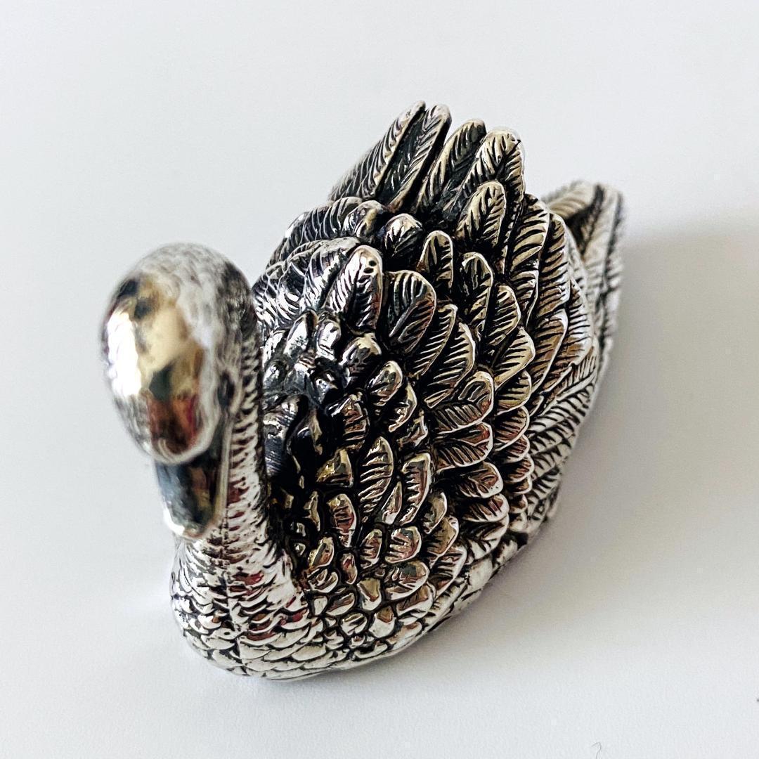 ★1997年英国 ★スワン 置物 アンティーク イギリス 925 シェフィールド