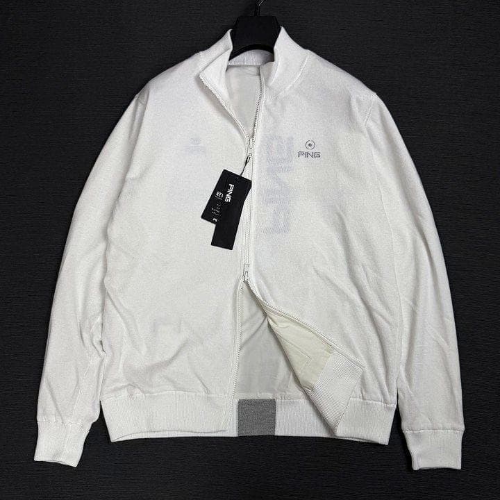 新品 ピン ゴルフ フルジップ ニット リバーシブル ジャケット ホワイト LL