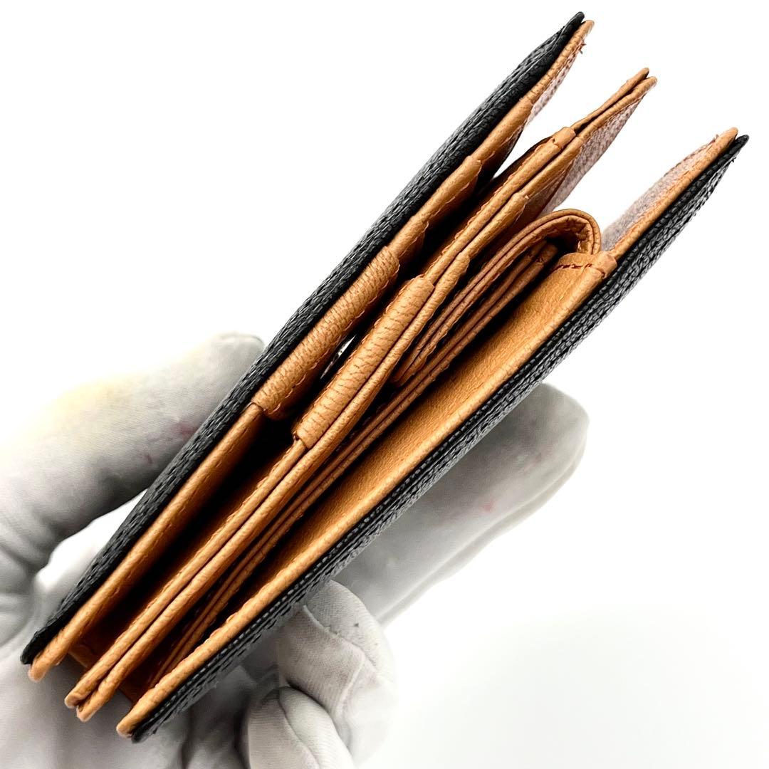 【新品未使用品】PORTER ダブル　二つ折り財布　レザー　ブラック×オレンジ