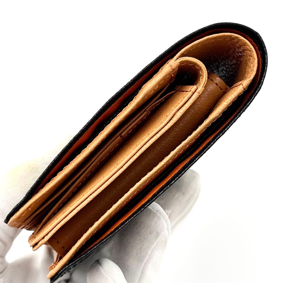 【新品未使用品】PORTER ダブル　二つ折り財布　レザー　ブラック×オレンジ