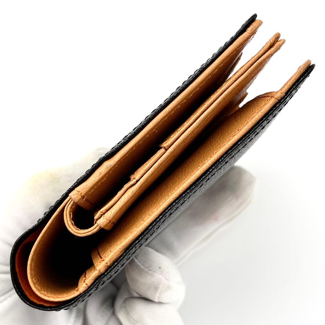 【新品未使用品】PORTER ダブル　二つ折り財布　レザー　ブラック×オレンジ