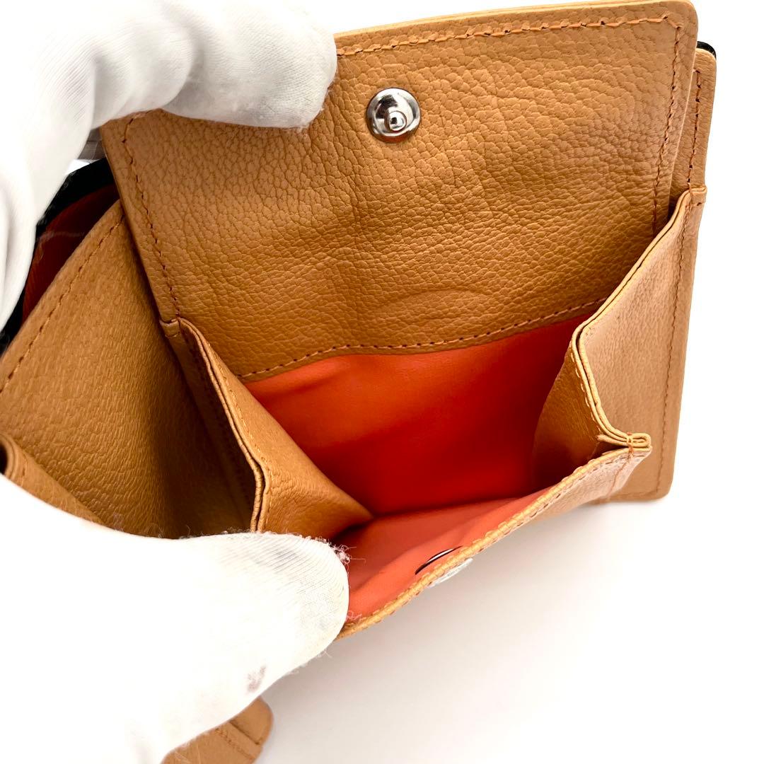 【新品未使用品】PORTER ダブル　二つ折り財布　レザー　ブラック×オレンジ