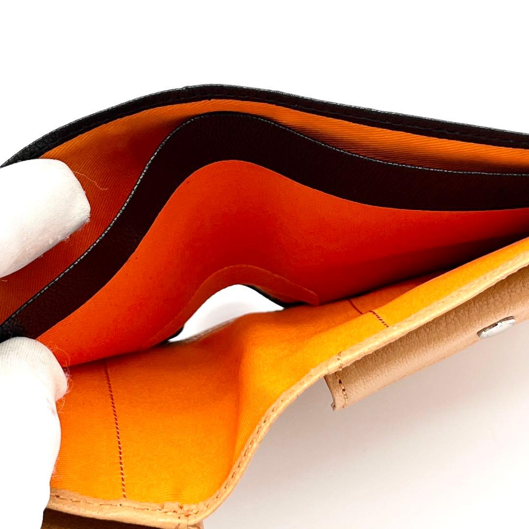【新品未使用品】PORTER ダブル　二つ折り財布　レザー　ブラック×オレンジ