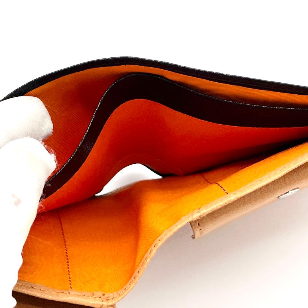 【新品未使用品】PORTER ダブル　二つ折り財布　レザー　ブラック×オレンジ