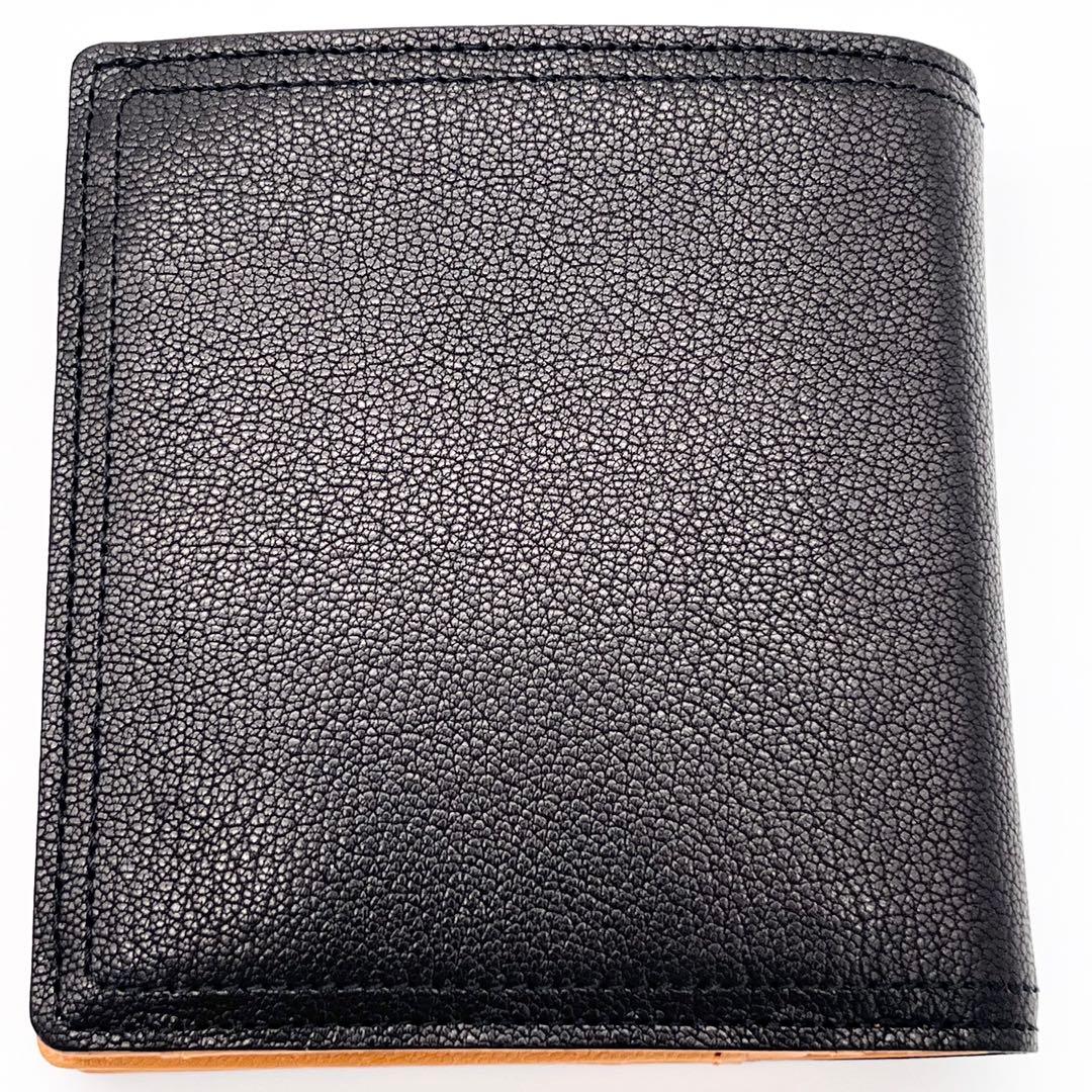 【新品未使用品】PORTER ダブル　二つ折り財布　レザー　ブラック×オレンジ