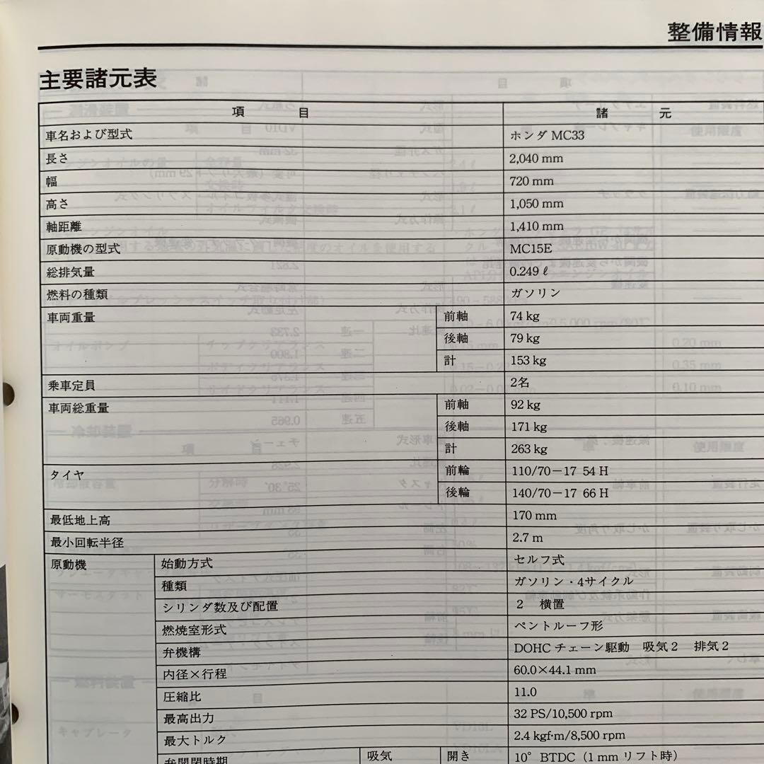 HONDA ホンダ VTR250のマニュアル、追補版とパーツカタログのセット