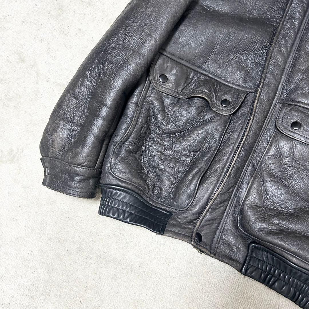 希少　フライトジャケット　A-2 ムートンジャケット　リアルレザー　黒　ブラック