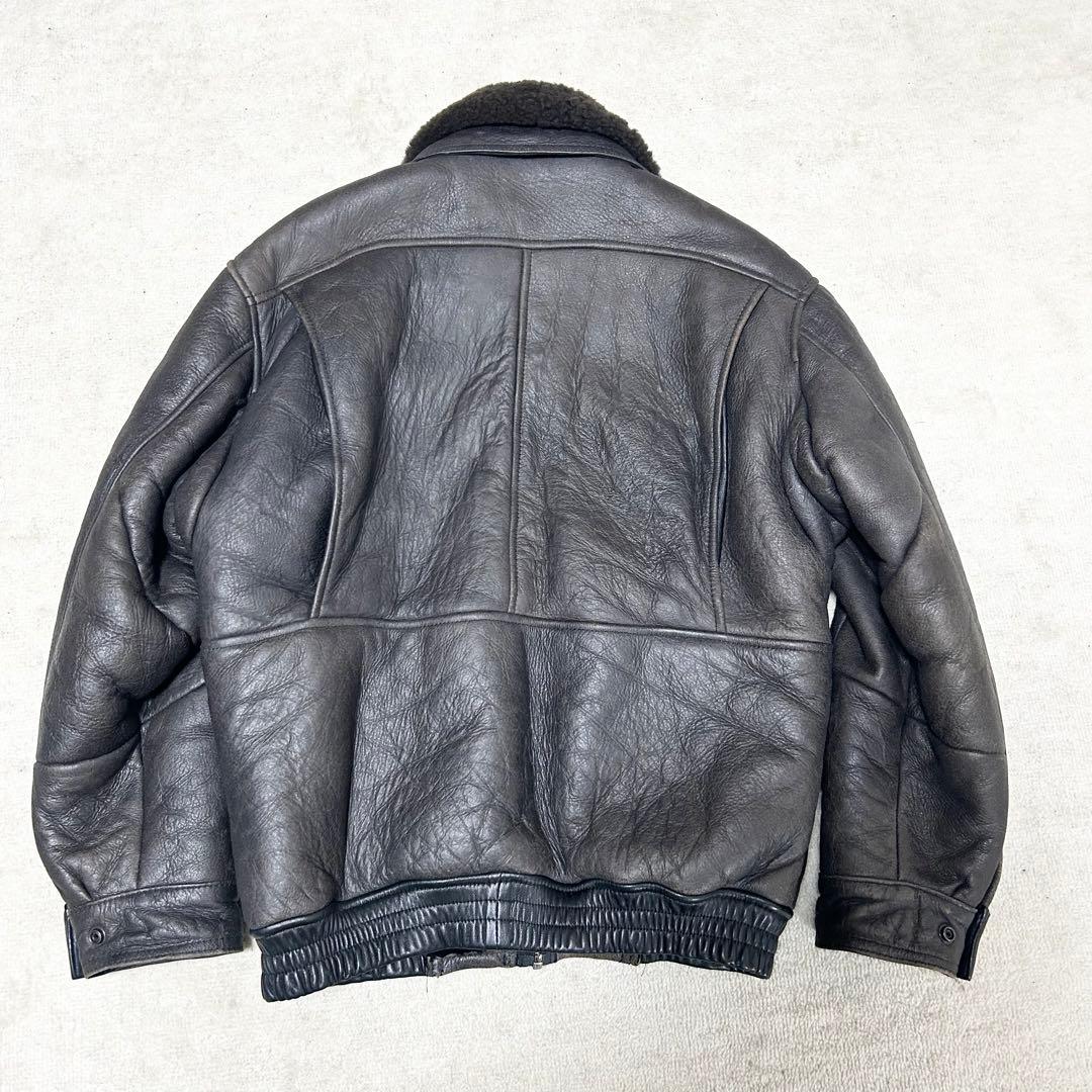 希少　フライトジャケット　A-2 ムートンジャケット　リアルレザー　黒　ブラック