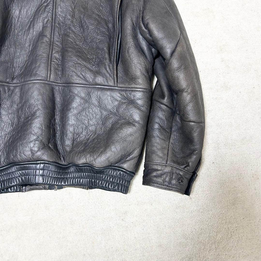 希少　フライトジャケット　A-2 ムートンジャケット　リアルレザー　黒　ブラック