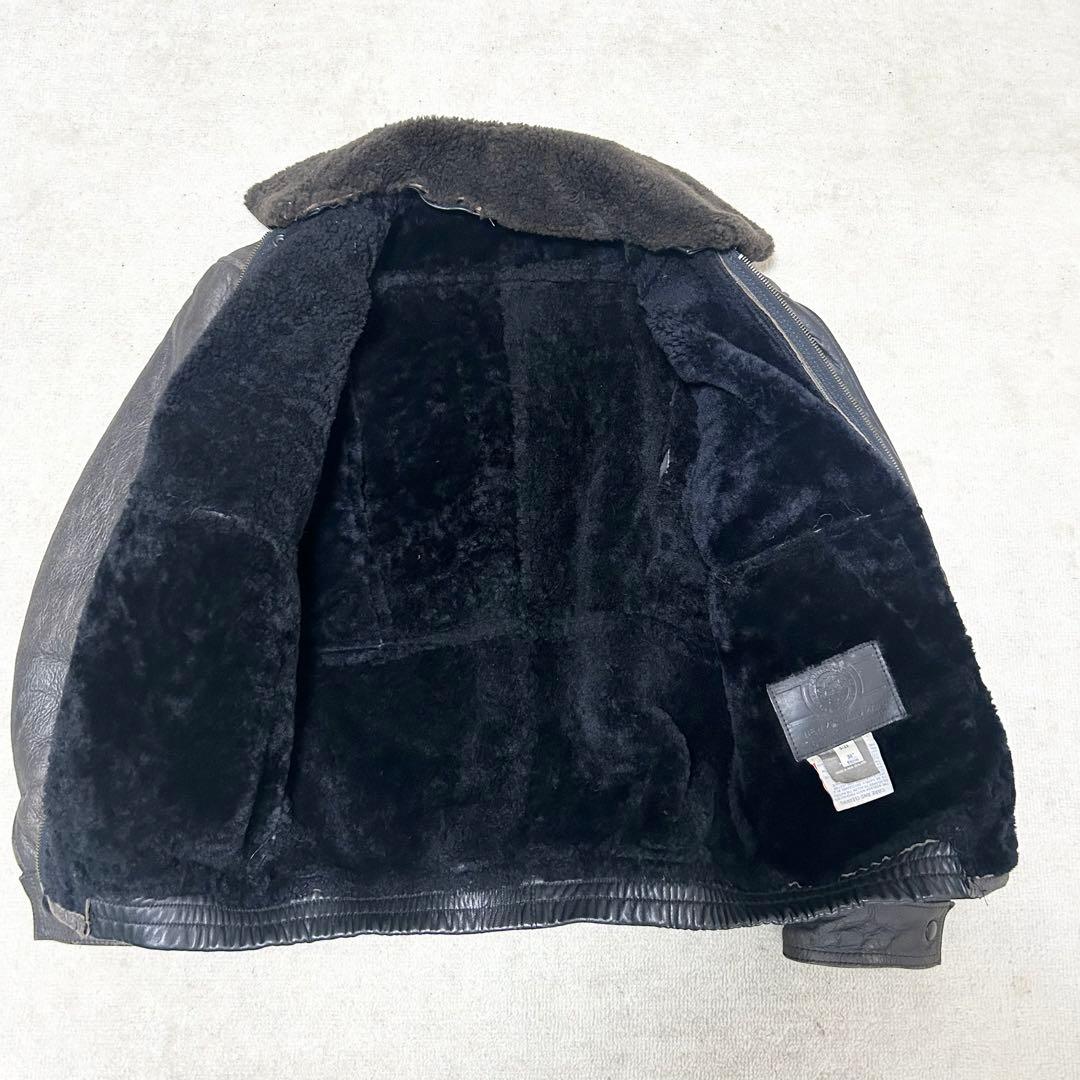 希少　フライトジャケット　A-2 ムートンジャケット　リアルレザー　黒　ブラック