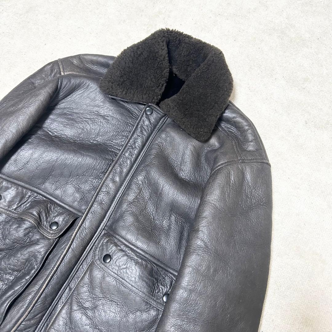 希少　フライトジャケット　A-2 ムートンジャケット　リアルレザー　黒　ブラック