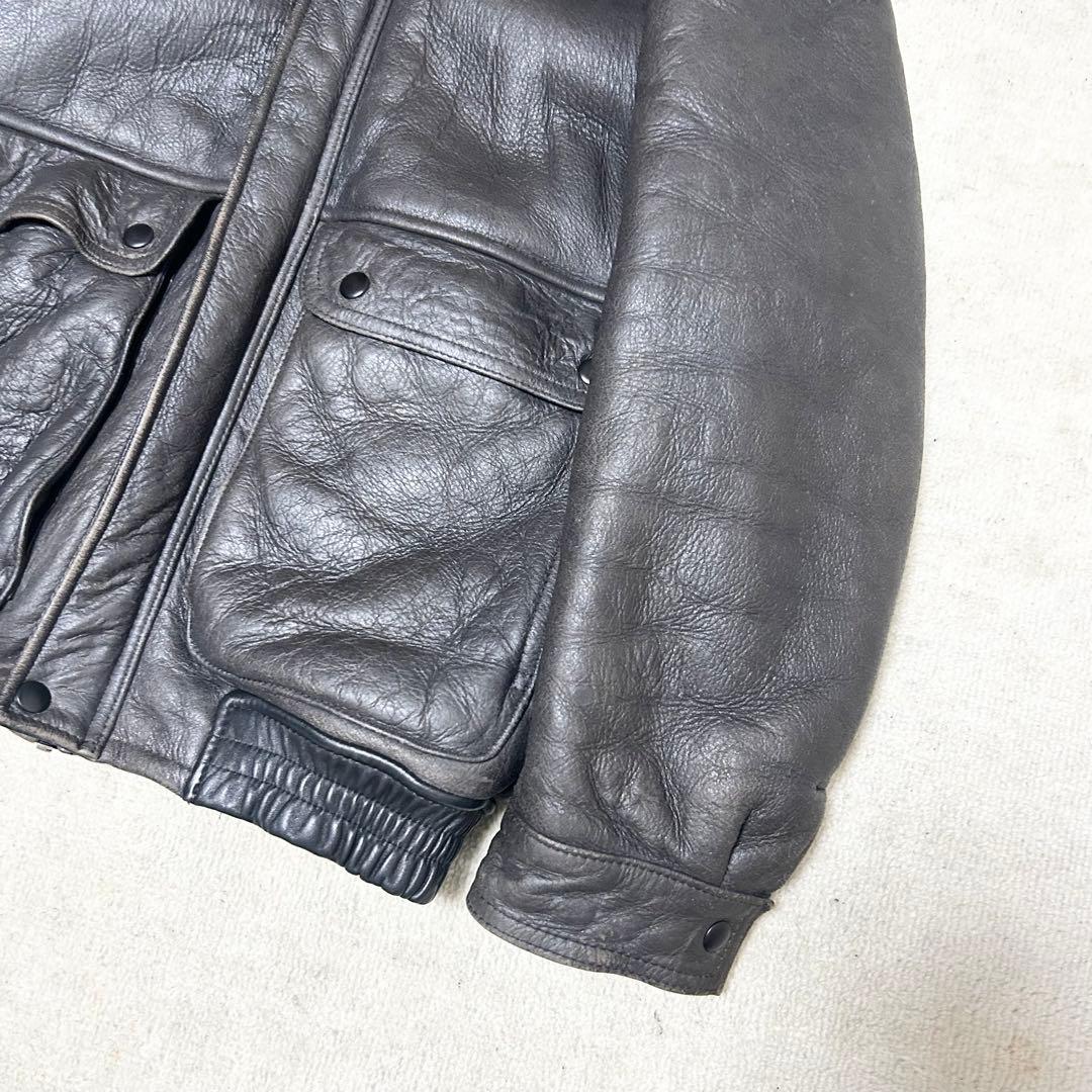 希少　フライトジャケット　A-2 ムートンジャケット　リアルレザー　黒　ブラック