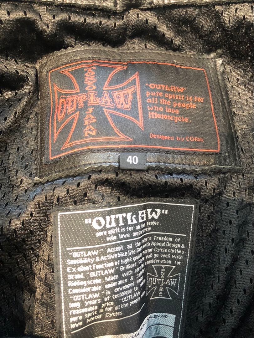 サイズ40 XL OUTLAW 牛革　レザー　ブラック　パンツ　バイク