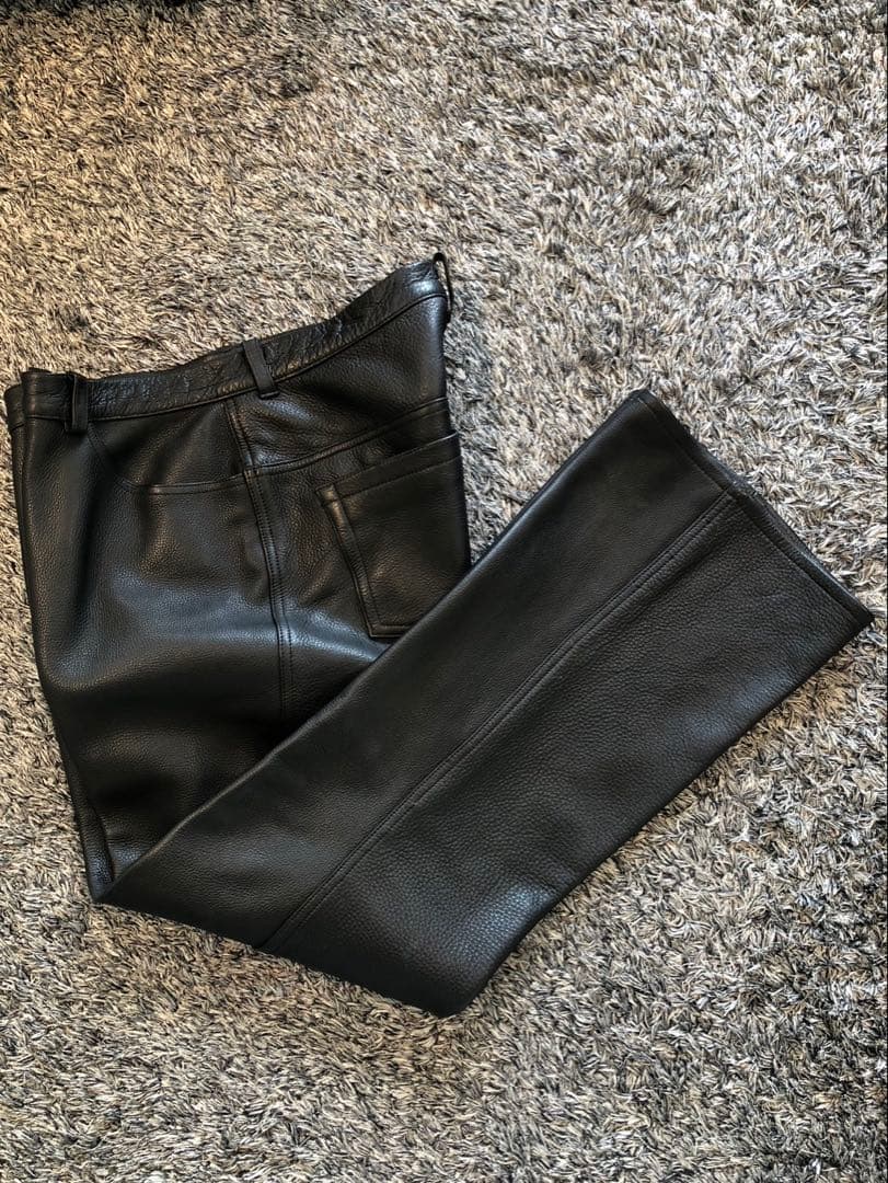 サイズ40 XL OUTLAW 牛革　レザー　ブラック　パンツ　バイク