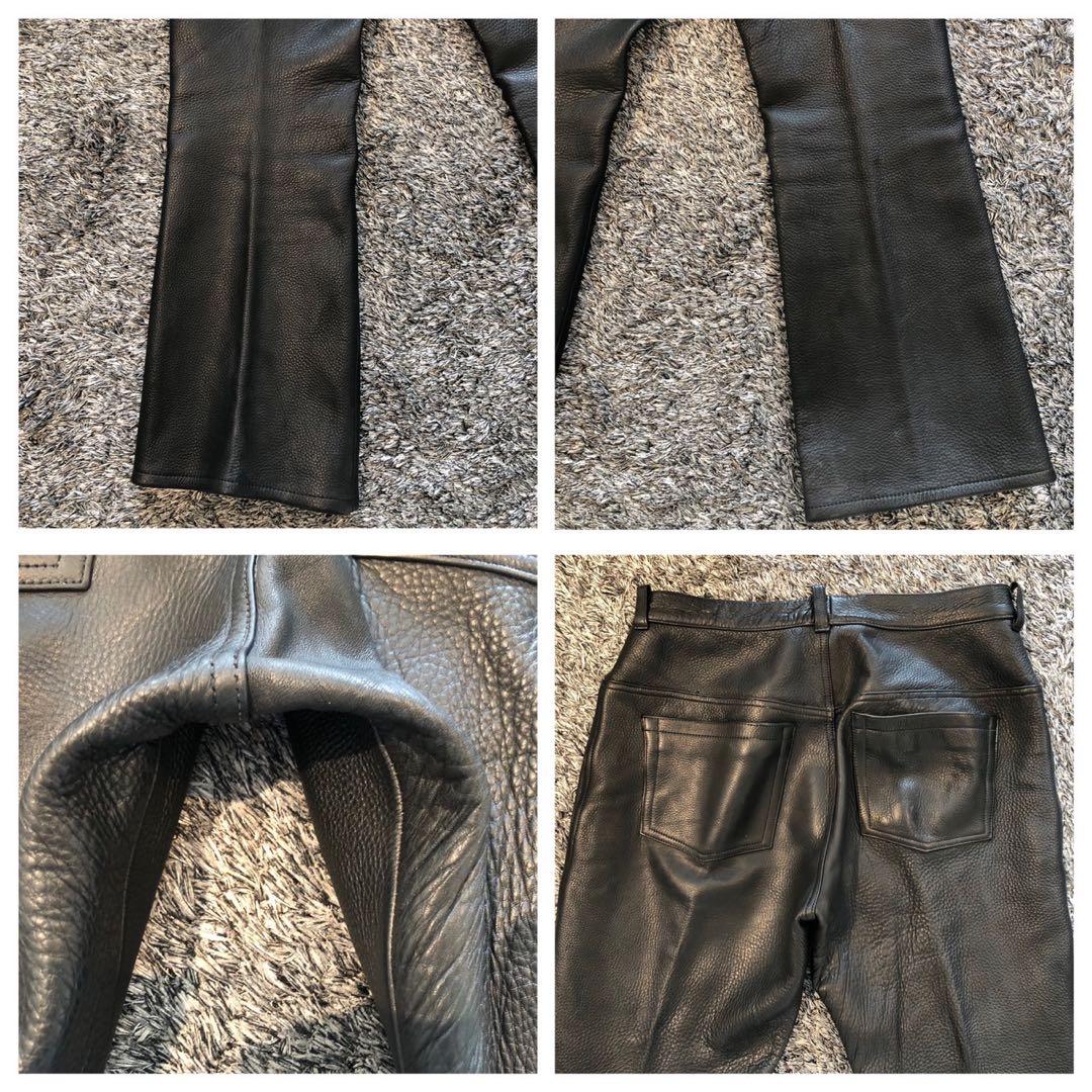 サイズ40 XL OUTLAW 牛革　レザー　ブラック　パンツ　バイク