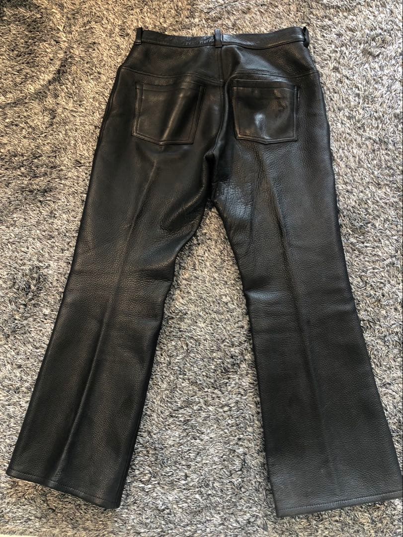 サイズ40 XL OUTLAW 牛革　レザー　ブラック　パンツ　バイク