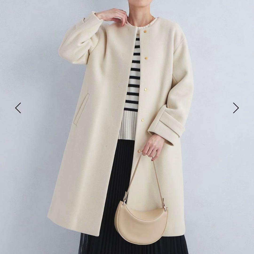 green label relaxing ノーカラー コート　ロング　xsサイズ