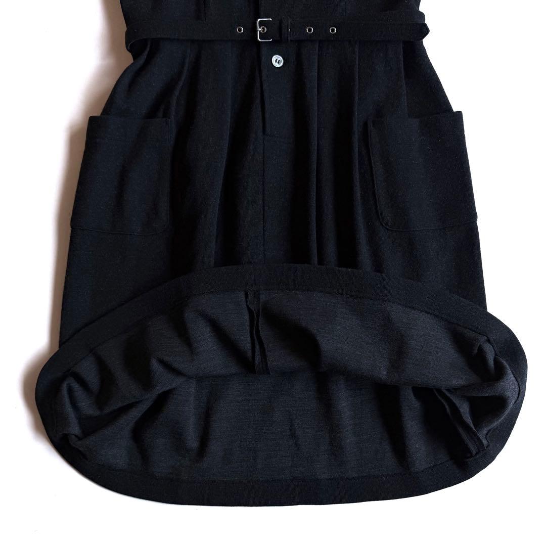 《美品》コムデギャルソン コムコム 丸襟 ワンピース ベルト付き ブラック XS