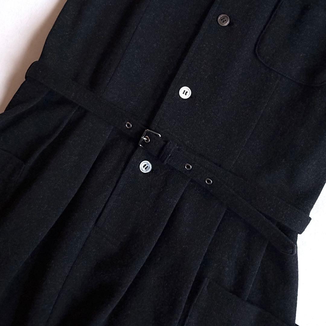 《美品》コムデギャルソン コムコム 丸襟 ワンピース ベルト付き ブラック XS