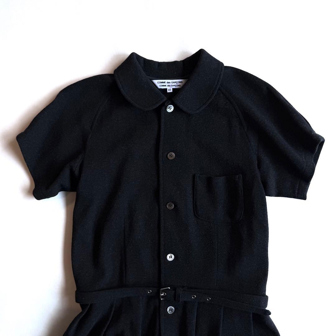 《美品》コムデギャルソン コムコム 丸襟 ワンピース ベルト付き ブラック XS