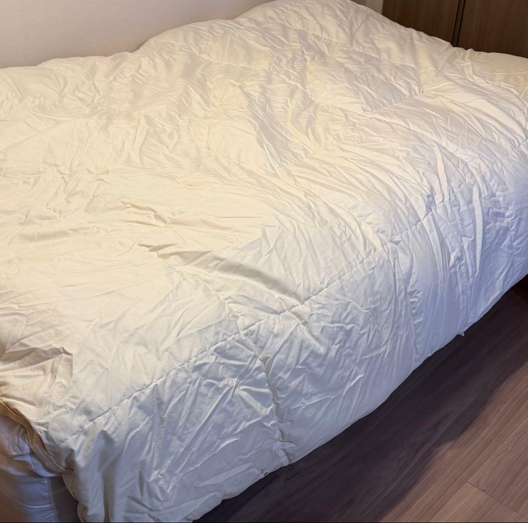 羽毛布団 セミダブル ホワイトグースダウン93% 二層立体キルト
